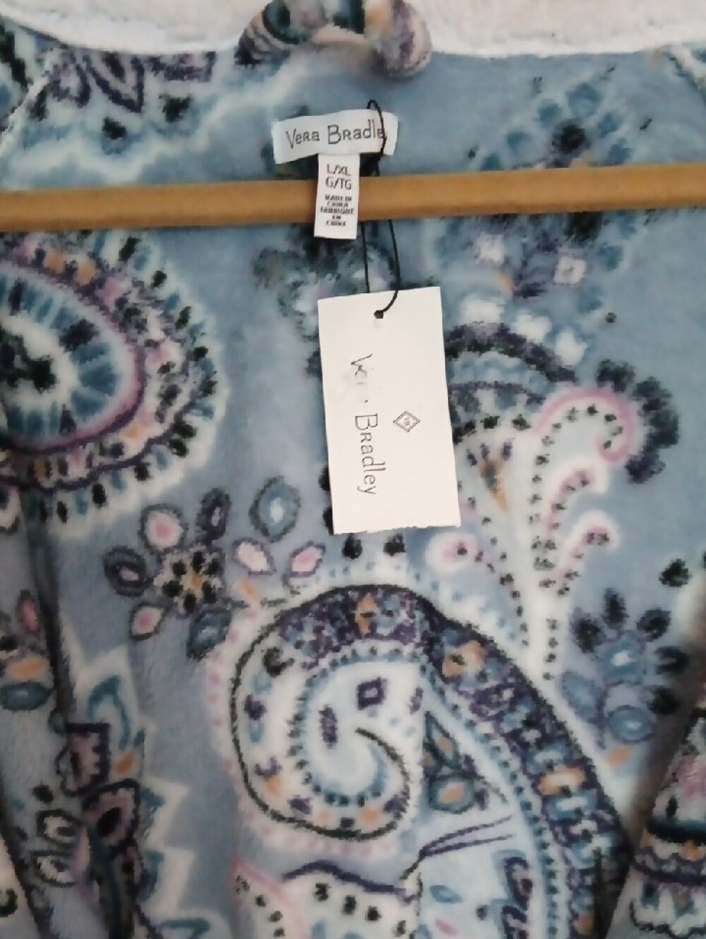 Vera Bradley Blue Paisley Sherpa-Lined Robe Jacket - Picture 4 of 5